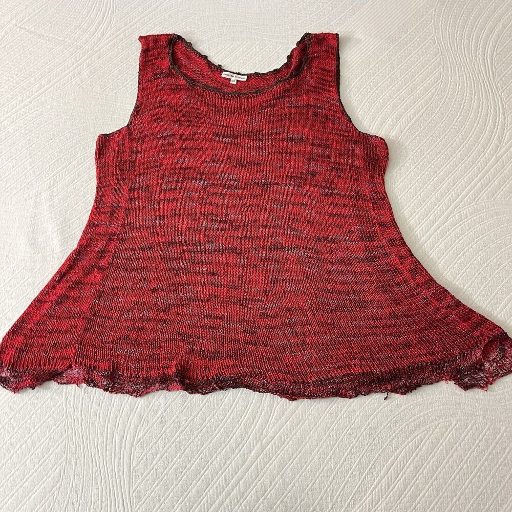 Georgina Estefania Dallas Sweater Tank Sleeveless Knit Top 3X Red Artsy Stretchy